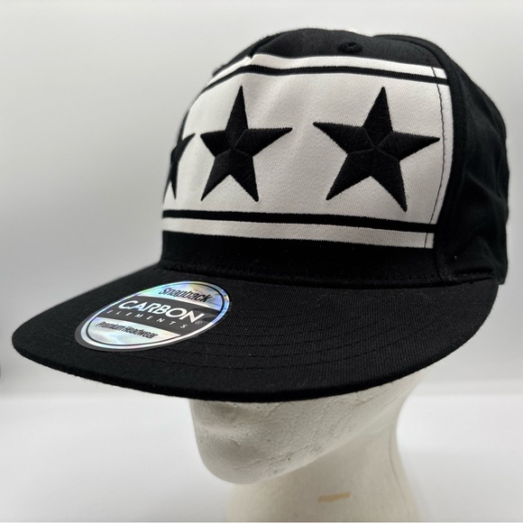 Carbon Elements Premium Headwear Men Black Embroidered 3 Star SnapBack Hat OSFM - Picture 2 of 15